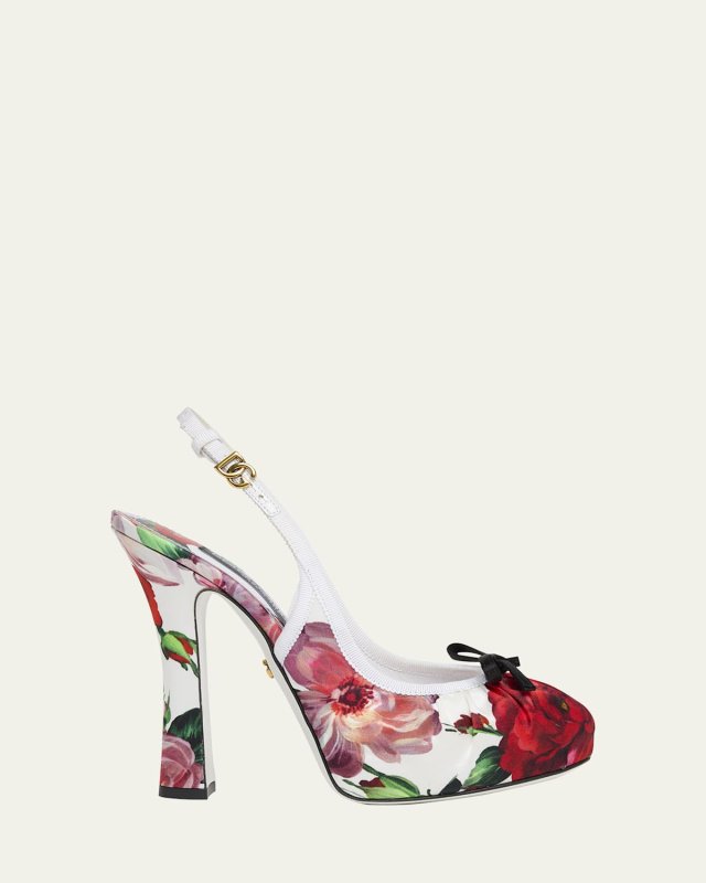 Slingback Floral Ballerina Stiletto Pumps
